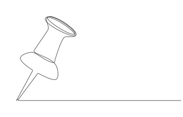 Single-line art of a push pin, Continuous Line Drawing of a Push Pin, Continuous Line Drawing of a Push Pin on a Horizontal Line