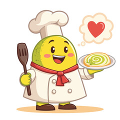 Yellow Chef Head Illustration with Transparent Background, Whimsical Cartoon Design Element