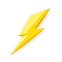 Yellow Lightning Bolt with Transparent Background, 3D Realism Graphic for Web Design