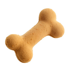 A single bone shaped dog biscuit with a textured surface isolated on a transparent background for pet care and treats isolated on transparent background