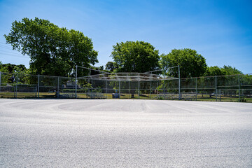 View of the baseball field in the park.
