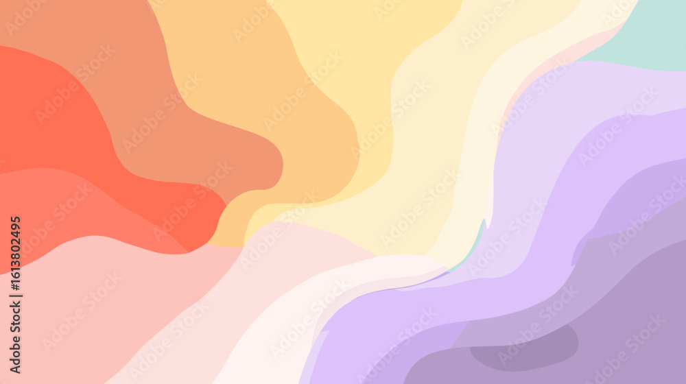 Poster abstract pastel waves in soft colors creating a flowing design
