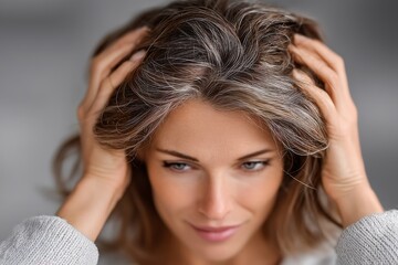 Fototapeta premium Woman Applying Scalp Treatment, Close Up