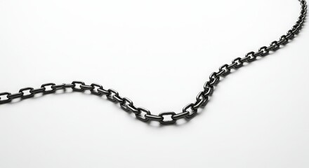 Elegant black metal chain with interlocking links on a clean white background