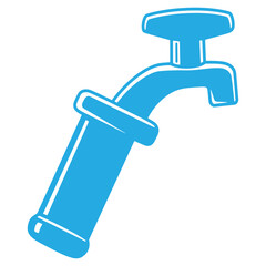 Stylized blue illustration of a faucet suitable for plumbing and water related concepts