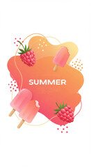 Vibrant summer design with ice pops and berries for seasonal celebration art