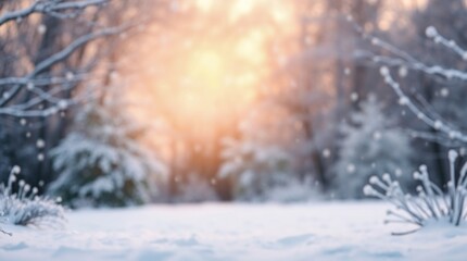 Blurry Snowy Christmas Background with Copy Space — Perfect for Greeting Cards