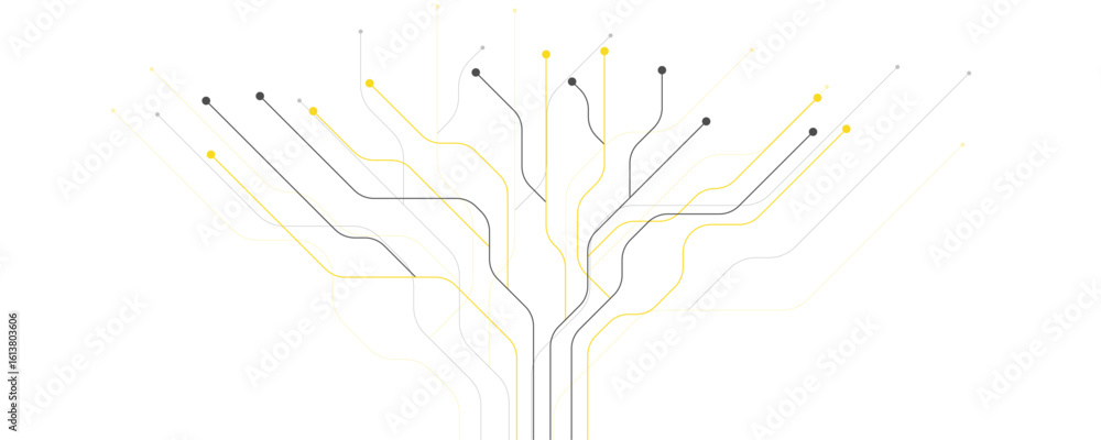 Poster abstract gray and yellow color digital technology futuristic circuit board background design. techno