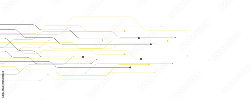 Poster abstract gray and yellow color digital technology futuristic circuit board background design. techno
