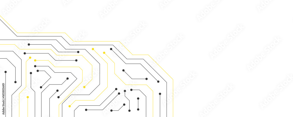 Poster abstract gray and yellow color digital technology futuristic circuit board background design. techno