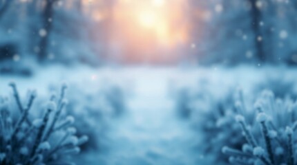 Blurry Snowy Christmas Background with Copy Space — Perfect for Greeting Cards