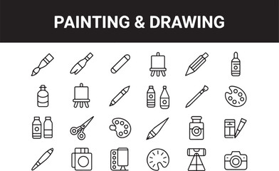 Art Supplies Icons Painting and Drawing Tools Collection
