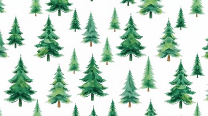 Watercolor Christmas Tree Pattern — Perfect for Greeting Cards and Backgrounds

