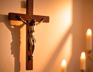Krzyż z Jezusem Chrystusem na ścianie