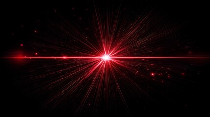 Radiant red starburst light effect with black background explosion abstract