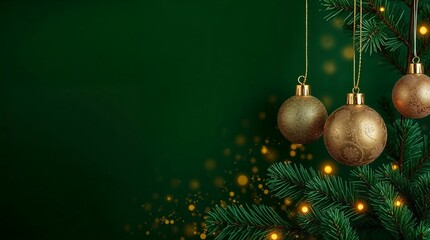 Elegant Dark Green and Gold Christmas Background — Ideal for Invitations and Packaging