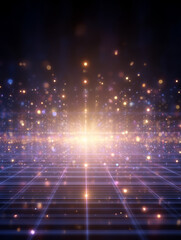 Obraz premium AI Generated Futuristic Light Grid and Particle Horizon