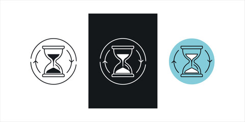 Hourglass icon with circular arrows symbolizing time flow and cycles sand timer
