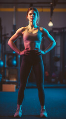 Gym portrait of confident sports woman in activewear