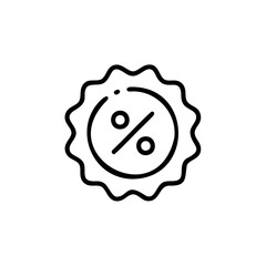 Outline percentage symbol in scalloped circle icon vector