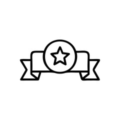 Outline star award ribbon icon on symbol