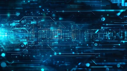 Futuristic Glowing Blue Digital Data Flow Abstract Background