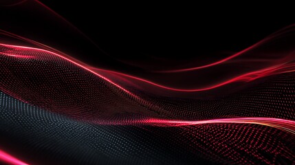 Red glowing waves on black background with dot pattern image