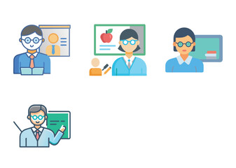 Illustrations of Educators Presenting in Different Bundle Styles and Contexts with Varied Visual Aids