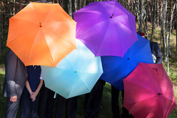 colorful umbrella in the rain