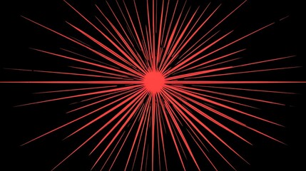 Red starburst explosion radiating from center against black radial