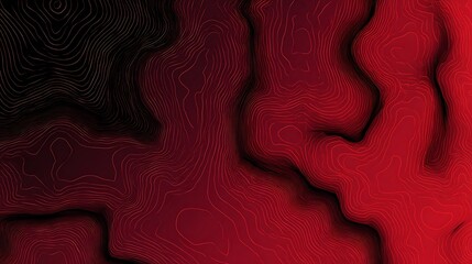 Red topographic contour lines on dark background black