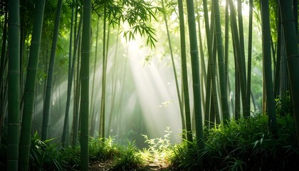 Sunlit Bamboo Forest Scape