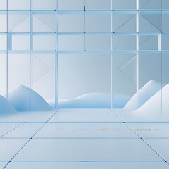 Geometric Interior Dream: A modern and minimalist interior space boasts clean lines and geometric patterns, creating a serene and futuristic environment.