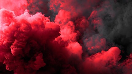Vibrant red smoke billowing against a dark background abstract