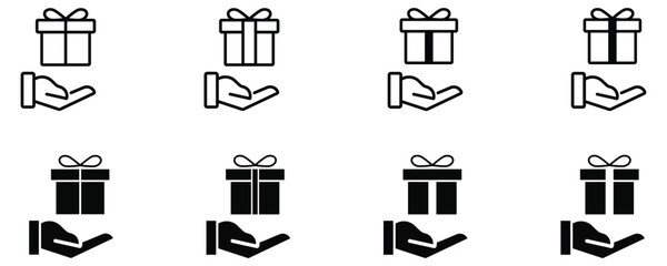 Fototapeta premium Vector icon of free gift box, monochrome black and white style.