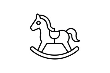 Obraz premium Simple Rocking Horse Toy Icon in Black and White Silhouette Style