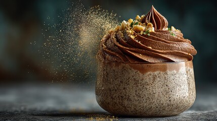   Close-up photo of a cup filled with food and sprinkles spilling from the top