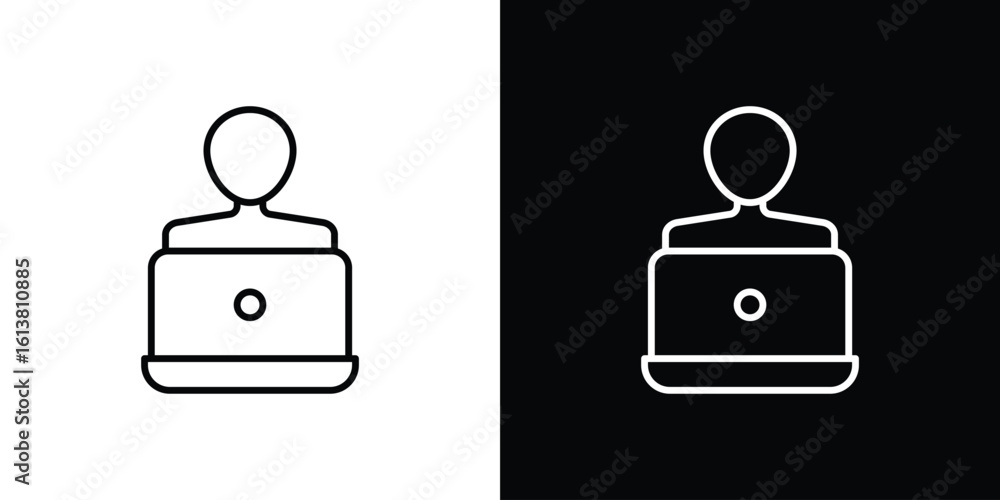 Wall mural programmer icon in line shapes, thin line design vector illustration