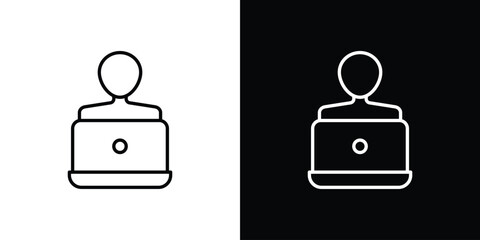 Programmer icon in line shapes, thin line design vector illustration