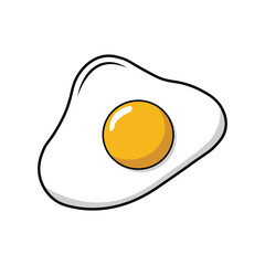 Sunny Side Up Egg Vector Illustration with Yolk and White on Isolated Background for Breakfast Designs
