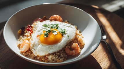 Wok-fried Rice with Shrimp and Fried Egg