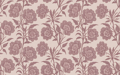 Dusty rose floral pattern on pale pink background vintage floral