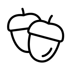 Pair of acorns in clean line icon style. Autumn nature vector illustrations.