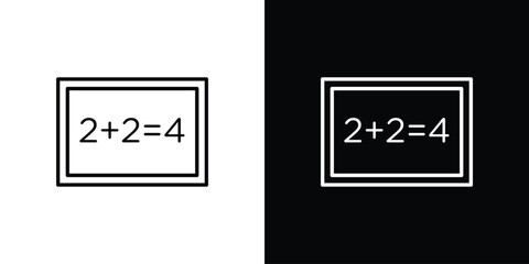 Math class icon in line shapes, thin line design vector illustration