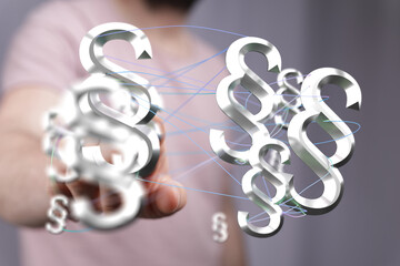 Abstract image of interconnected paragraph symbols, representing legal network and interconnected...