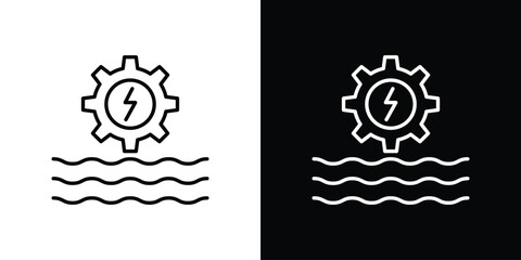 Hydraulic energy icon in line shapes, thin line design vector illustration