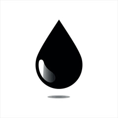 Black oil drop with gradient highlight and shadow on white background liquid droplet