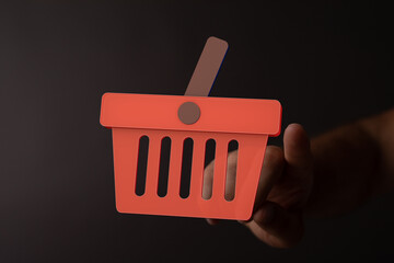 Digital shopping basket, ecommerce, online store, buy now, add to cart, retail, purchase, market,...