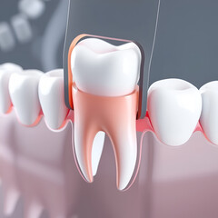 Onlay ceramic crown fixation over tooth. Medically accurate 3D illustration of human teeth treatment