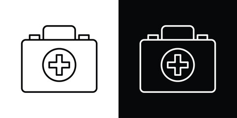 First aid kit icon in line shapes, thin line design vector illustration